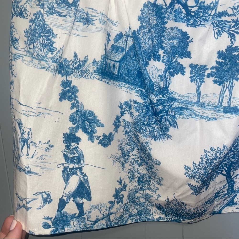 Gianni Bini NWT Sadie French Toile Du Joie Blue and White Tank Top Blouse XS - Picture 4 of 8
